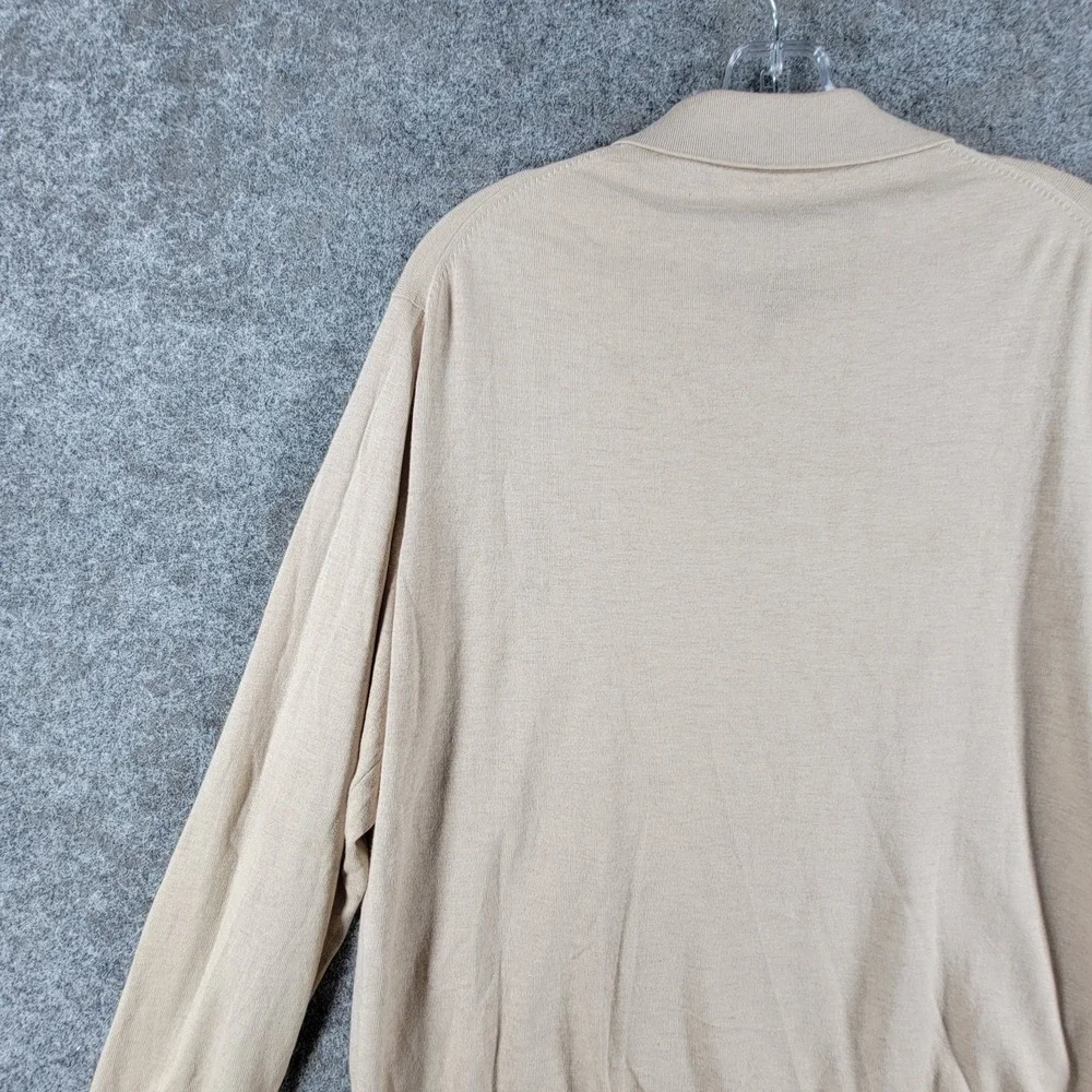 Tricots St. Raphael Polo Sweater‎ Mens M Ivory Silk Outdoor Long Sleeve 3 Button
